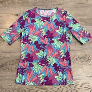 Lands End Crew Neck XSmall XS Short Sleeve Rash Guard UPF 50 Sun Protection Swim